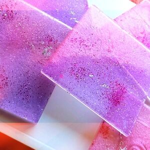 Purple And Pink Glittery Coaster And Coaster Holder